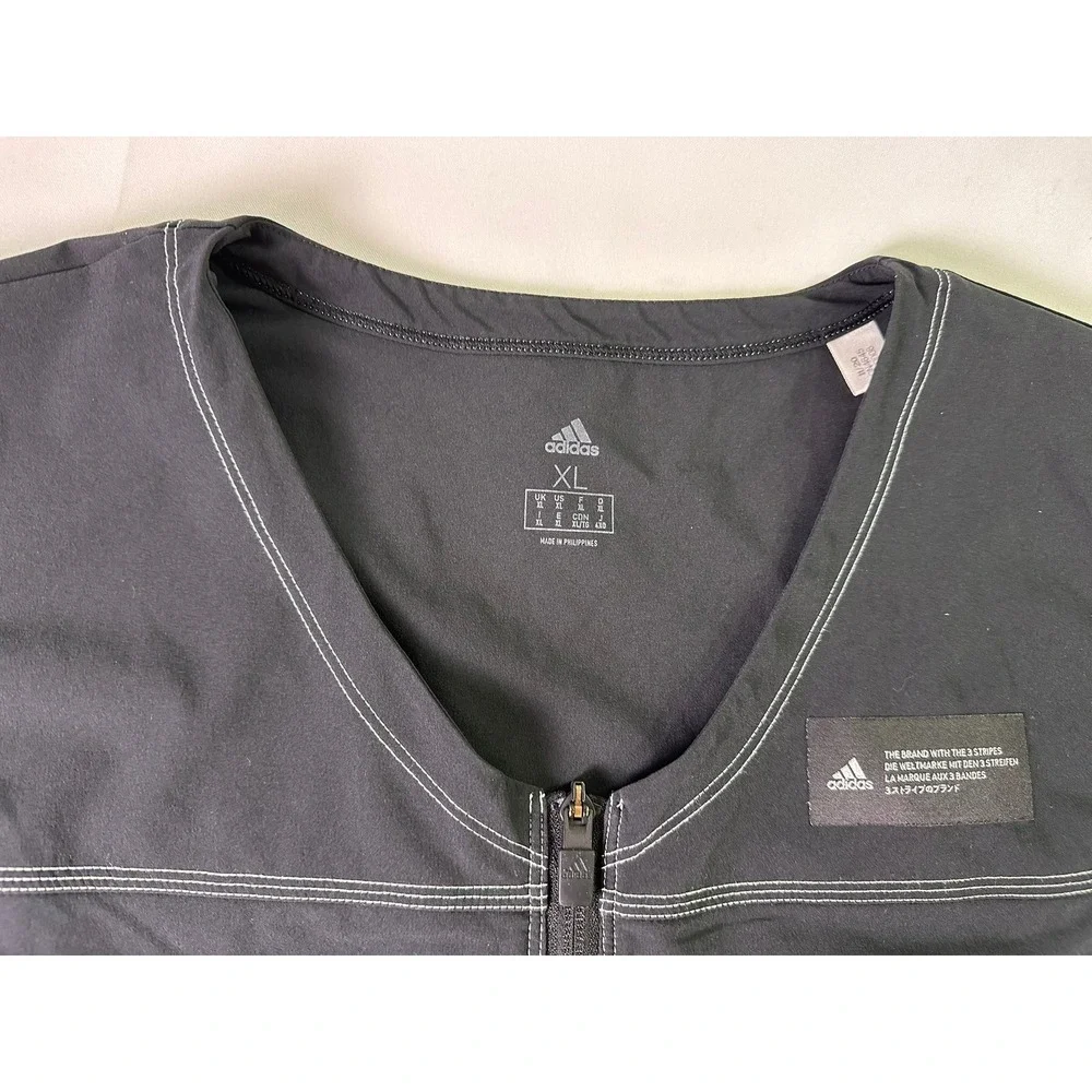 Adidas Sport Performance Full Zip Vest Black White Stitching Gorpcore‎ Men's XL